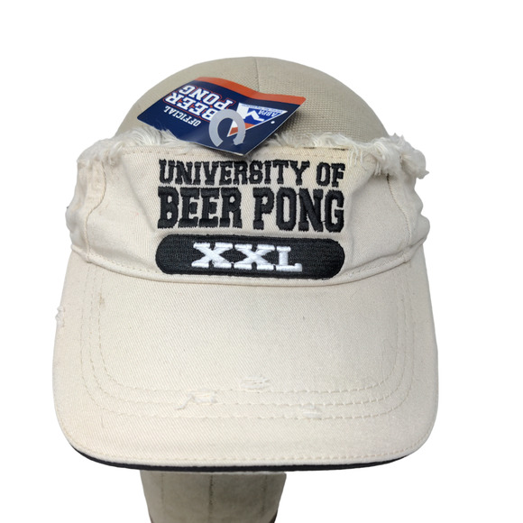 University of Beer Pong Men's Sun Visor Hat Cap Tan W/Tags Embroidered Logo - Picture 1 of 16